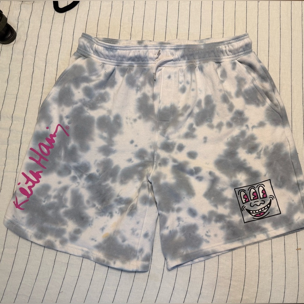 Keith Haring Three Eyed Smiling Face Tie Dye Shorts Drawstring